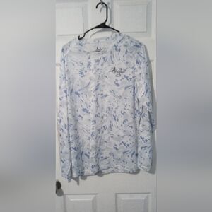 Anhglur Long Sleeve Fishing Pullover - White and Blue